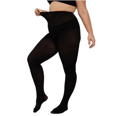 2 Pairs Plus Size Opaque Tights for Women Curvy Comfort Pantyhose L/XL